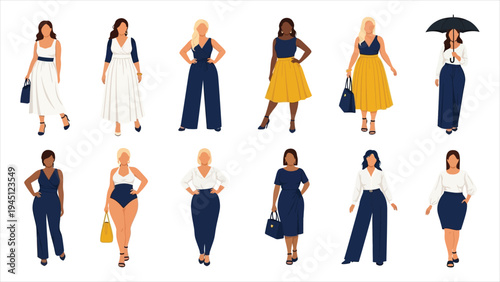 A Diverse Collection of Modern Plus-Size Fashion Avatars.