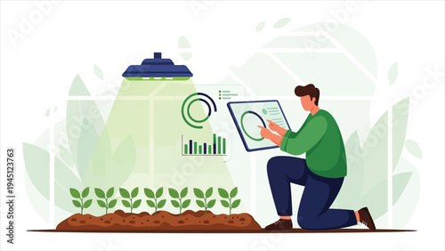 A Modern Agriculturist Monitoring Greenhouse Growth with Digital Data