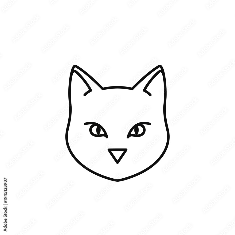 Fototapeta premium A simple line drawing of a cat's face with a neutral expression