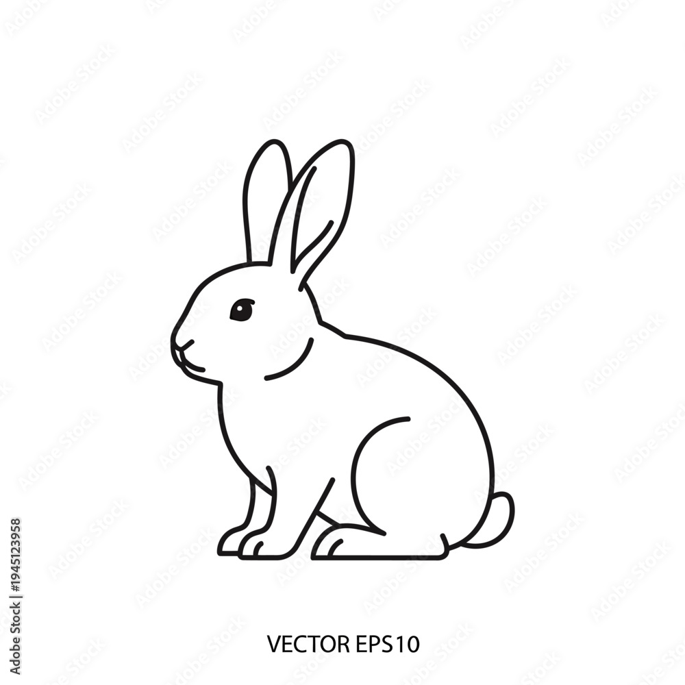 Obraz premium A simple line drawing of a rabbit in a sitting position on a white background