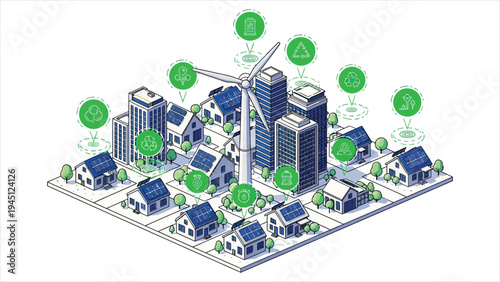 Isometric Renewable Energy and Eco-Technology Map