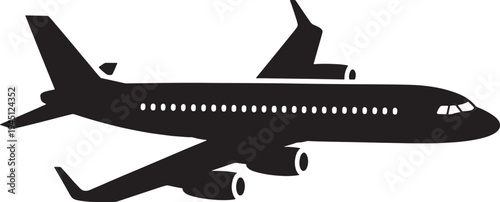 Airplane silhouette black white transportation
