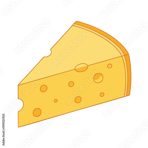 A wedge of yellow cheese with round holes and an orange rind