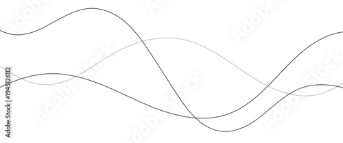 Thin line wavy abstract vector background. Curve wave pattern, curvy long squiggles line. Thin curved wavy lines. Line art striped graphic template. Vector illustration