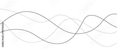 Thin line wavy abstract vector background. Curve wave pattern, curvy long squiggles line. Thin curved wavy lines. Line art striped graphic template. Vector illustration