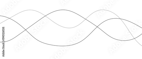 Curved black long lines seamless wave pattern. Thin line wavy abstract vector background. Wavy line horizontal divider wavy pattern. Curve line art striped. Abstract wave elements. Vector illustration