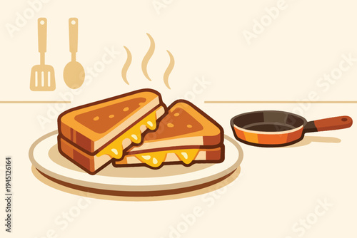 Grilled Cheese Sandwich Food Illustration