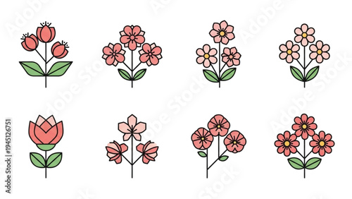 A vibrant collection of flowers and plants on display in a garden setting with various colorful blooms.