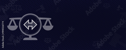 Contract Law and Commercial Agreement Dispute Background Vector with Scales of Justice and Exchange Arrows Icon with Copy Space