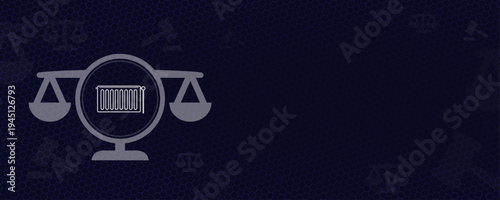 Heating Law and Building Energy Efficiency Regulation Background Vector with Scales of Justice and Radiator Icon with Copy Space
