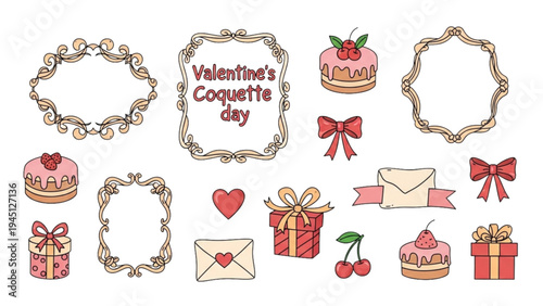 Valentine's Day celebration with gifts and desserts on a table indoors.