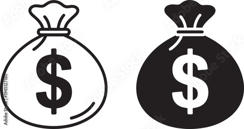 Money bags with dollar signs currency finance