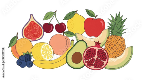 A vibrant arrangement of assorted fresh fruits on display