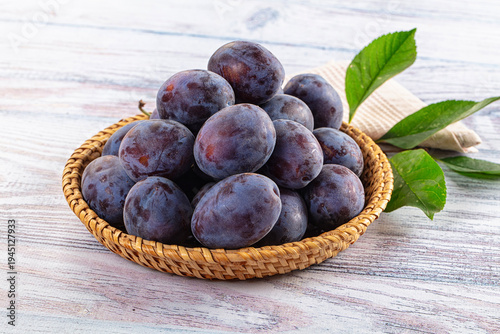 Juicy sweet ripe blue plums