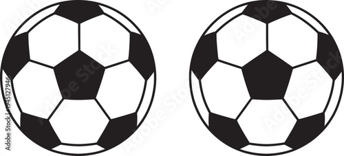 Two black and white soccer balls sports