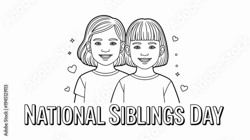 Two smiling sisters celebrate national siblings day together with hearts