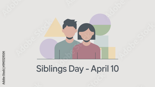 Siblings day april 10 illustration of diverse brother and sister cartoon characters