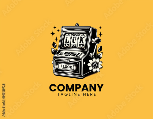 The vintage slot machine tattoo illustration shows a lucky gambling theme artistic