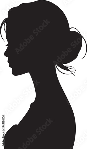 Black silhouette of woman with hair in bun female hair bun