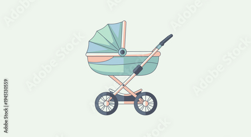 Baby Stroller Illustration with Pastel Colors.