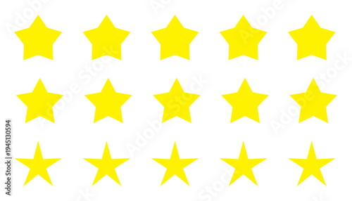 vector Five 5 yellow stars rating set clip art isolated on transparent background