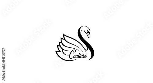 Elegant Black and White Swan Couture Logo Design