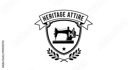 Vintage Sewing Machine Logo for Heritage Attire Brand - Tailoring and Craft Emblem