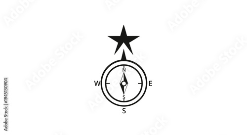 Guiding Star Above Compass for Direction and Aspiration