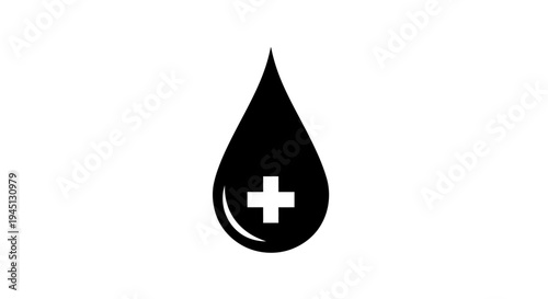 Medical Blood Drop with Cross Icon for Health Care and Donation