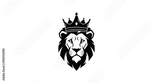 Majestic Lion King Head with Crown Symbol Vector Illustration