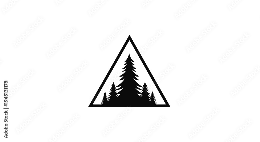 Fototapeta premium Minimalist Pine Forest in Triangle Logo Design for Nature and Outdoor Brands