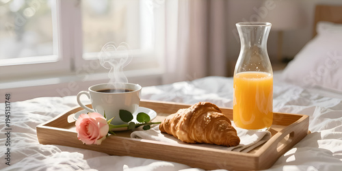 breakfast with coffee and croissant