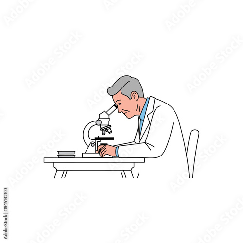 Scientist looking through microscope in laboratory, research and discovery concept