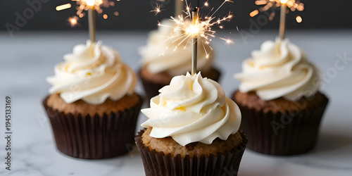 chocolate cupcake with icing and sprinkles