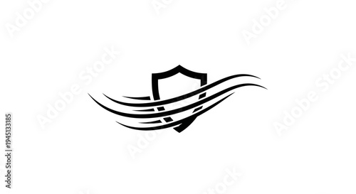 Abstract Security Shield with Dynamic Flowing Lines Icon