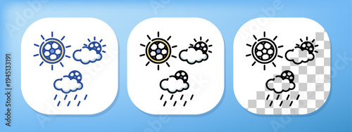 Football Weather Symbols Sunny Cloudy Rain Icon Set