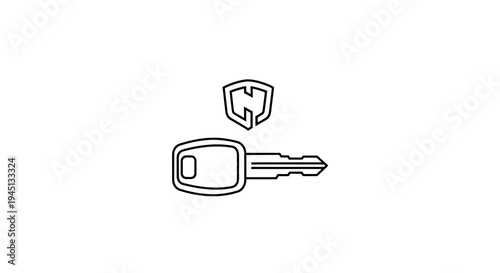 Automotive Key Security Icon Line Art Illustration