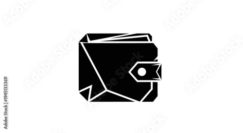Black Wallet Icon Silhouette for Financial Management and Payment Concepts