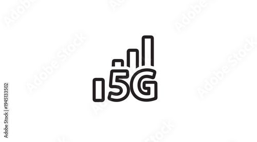 5G Signal Strength Icon Wireless Network Bars Technology Concept Stock Graphic