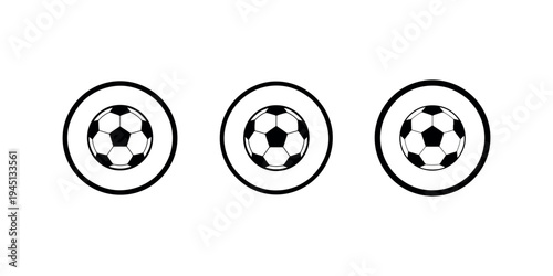 Soccer ball icon collection set for football sports symbol isolated on white background flat design of athlete equipment for match and championship trophy