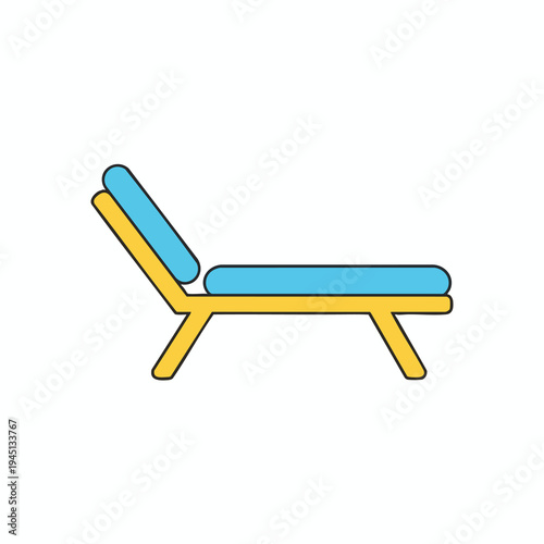 A yellow and blue recliner chair, isolated on a white background