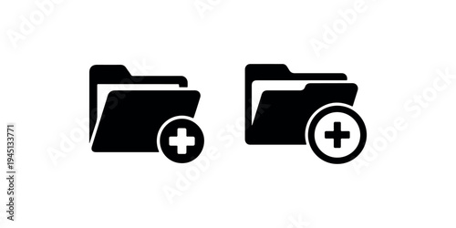Add new folder icon vector set. outline and glyph style symbol for web and mobile app. new document, create folder, plus sign