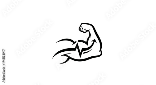 Flexing Bicep with Lightning Bolt - Strength, Power and Energy Icon