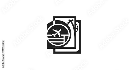 Flight Ticket and Travel Documents Icon for Air Travel Booking and Itinerary Planning