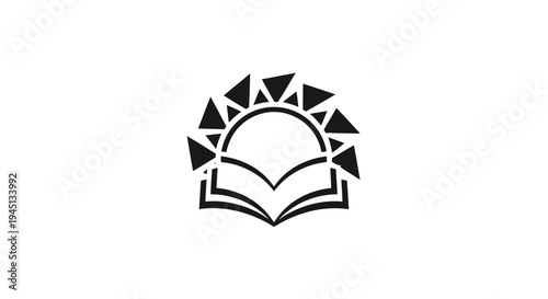 Geometric Open Book Sunburst Logo Symbolizing Education and Knowledge