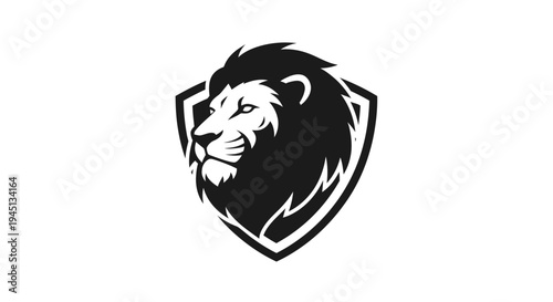 Majestic Lion Head in Shield Logo - Symbol of Strength and Power