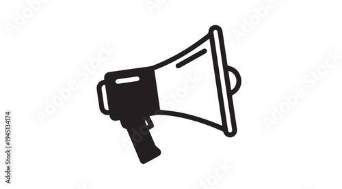 Black Megaphone Icon Communication Announcement Loudspeaker Symbol
