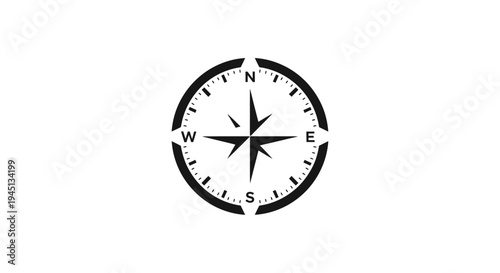 Minimalist Compass Rose Icon for Navigation and Direction