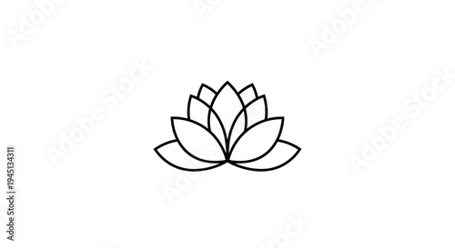 Minimalist Lotus Flower Line Art Icon for Wellness and Spirituality
