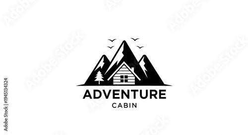Minimalist Mountain Cabin Logo Vector for Outdoor Adventure and Wilderness Travel
